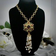 Vintage Jose Maria Barrera 200g Runway Brooch Pendant Necklace Pearl Cabochon picture