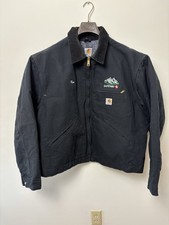 Carhartt Detroit Jacket Mens 2XL Black Canvas Coat J001 Union USA VTG Blanket picture