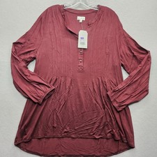 Wonderly Women's XL Maroon Long Sleeve Blouse Top NWT picture