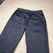 Worthington Trouser Pants Women's 18 Black Floral Jacquard Stretch Side Zipper picture