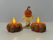Jim Shore Halloween Miniature Ghost and Pumkins Threesome picture