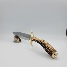 Rue Knives USA  Custom Bowie 7.5in Clip Point Sambar Stag Brass/copper Hardware picture