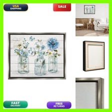 Stupell Industries Country Jar Bouquets Floral 24 X 30 Inch Canvas In Floater picture