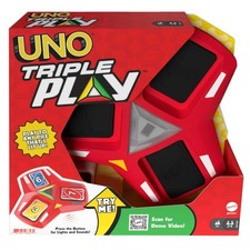 UNO Triple Play Card Game for Family Night Featuring 3 Discard Piles, Lights & S picture
