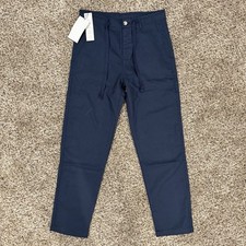 Zara Navy Blue Twill Chino With Drawstring Linen Mens  / Brand New Men’s Size: L picture