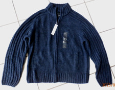 Lanesboro Mens Full Zip Sweater Golf Cardigan Jacket Size L Wool Blend NAVY F590 picture