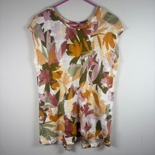 Joie Linen Floral Tunic Top M Boho Cottagecore Artsy Botanical Lagenlook picture