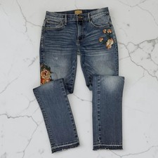 Driftwood Classic Fit Audrey Jeans Size 27  Floral Embroidered Released Hems picture