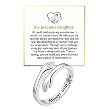 Daughter Hug Ring For Hope Rings, Inspirational Stainless Adjustable, Silver picture
