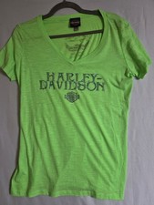 Harley Davidson Women’s Neon Green Short Sleeve T Shirt XL picture