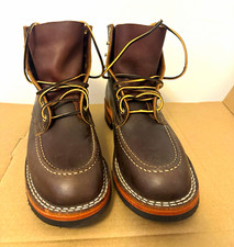NICKS Handmade Brown Leather Lace-Up Moc Toe Ankle Boots Men’s US 10 1/2 D picture