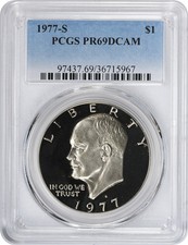 1977-S Clad Eisenhower Ike Dollar PR69DCAM PCGS Proof 69 Deep Cameo picture