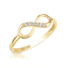 10K Real Solid Yellow Gold Forever Infinity CZ Ring Dainty Minimal Band Ring picture
