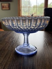Vintage Westmoreland Blue Opalescent Hobnail Glass Compote Pedestal Bowl 7” picture