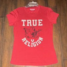 True Religion Women’s Red Logo Graphic Print Crew Neck Short Sleeve T-Shirt L picture