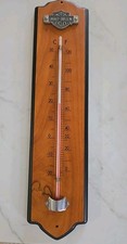 Vintage Harley Davidson Logo Collectable Wooden Indoor Thermometer 12.75