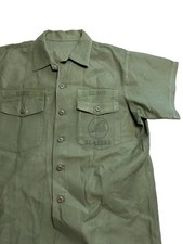 Vintage 60s USN Sateen Fatigue OG 107 Xtra Large Xl Shirt Vietnam 1960s Seabees picture