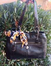 COACH F14866 Laura Carryall Kisslock Framed Shoulder Bag Handbag Black Leather picture