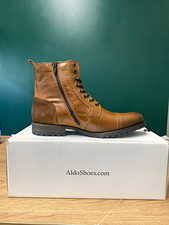 ALDO Men's Brown Combat Ankle Boots Lace-Up Zipper Round Toe US 9 D picture