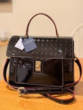ARCADIA Italian Luxury Marilena Black Leather Top Handle Satchel Bag picture