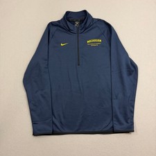 Nike Michigan Recreational Sports 1-4 Zip Pullover Large Blue Wolverines UofM picture