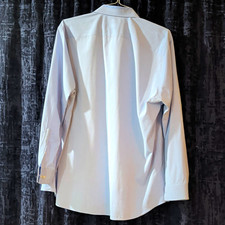 Apt. 9 Men's L Regular Fit Blue Solid Stretch Cotton Dress Shirt 34/35 picture