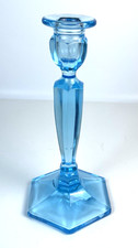 Fenton Light Ice Blue Art Glass Candlestick Holders Vintage Decorative 8.5