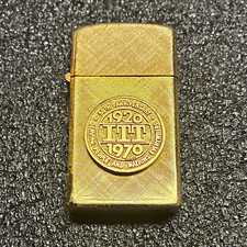 Zippo Brass-Tone Flip-Top Lighter w/ 1920-1970 50th Anniversary Emblem picture