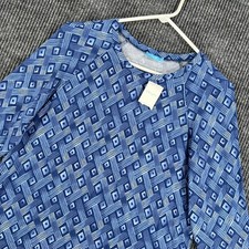 J McLaughlin Shirt Top Blouse Womens Size Large Blue Geometric Long Sleeve New picture