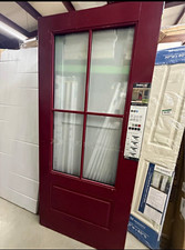 Therma-Tru Red Full Lite Fiberglass Entry Door 30x80 Left-Hand Inswing Frosted picture