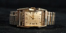 Vintage Elgin 19 1950s Gold Tone Men's Watch Flex Band Wristwatch (A2) picture