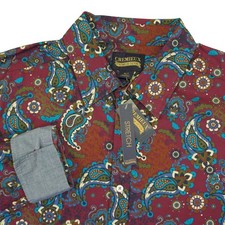 NEW Cremieux Button Up Shirt Men XLT Burgundy Paisley Floral Stretch Long Sleeve picture