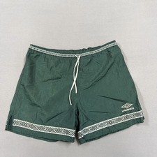 Vintage Umbro Shorts Mens Large Green Nylon Athletic Soccer Gym Drawstring picture