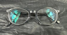 Warby Parker Watts M 371 Eyeglasses 49-18-145 Clear Gray Round Keyhole Frames picture