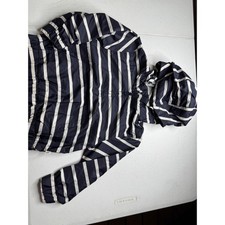 Gap Kids Navy Blue White Striped Windbreaker Hooded Jacket Jersey Lined 3 Years picture