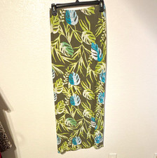 Chico's Green/Blue Tropical Floral Pull-On Knit Stretch Maxi Skirt Size 1 (M) picture