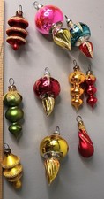 Vintage Retro Style Miniature Christmas Tree Ornaments Lot Glass Finials & Bulbs picture