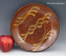 PA Slip Decorated Redware Plate circa Early 19th cent picture