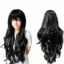 Black 80cm Long Curly Wigs Fashion Cosplay Costume Hair Anime  Wavy Party Wig picture