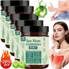 5PCS 16 in 1 Organic Sea Moss Gummy | Irishmoss Extract | Green Apple Flavor USA picture