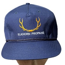 Vintage Elkhorn Propane Hat Leather Strapback Blue Texace Made USA Pennsylvania picture