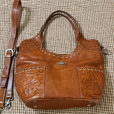 American West Handcrafted Crossbody/ Hip Bag, Hand Tooled Genuine Leather  picture