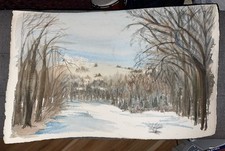 14” x 22.5 Double Sided Watercolor Painting Unknown Artist *See Description* picture