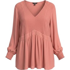 Torrid Babydoll Tunic Top Women 4 Plus Smocked Boho Cottage Romantic picture