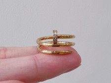 Authentic Cartier Juste un Clou Double Ring 18K Yellow Gold and Diamonds Size 50 picture