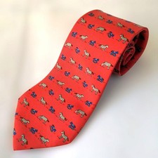 HERMES New Unused Neck Tie Red Horse 100%Silk Made in France picture