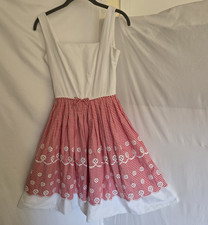 Vtg 60s Fit Flare Junior House Sz 32 Bust Cotton Knee Length Red Gingham picture
