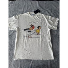 NWT Junk Food Peanuts Charlie Brown Snoopy Roller Skating Graphic Tee Cream L picture