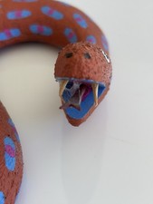 PAUL LUTONSKY, FOLK ART WOODEN SNAKE, Signed 14” Long 1993 Multicolor picture