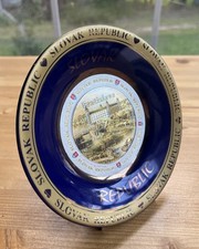 Vintage Bratislava Slovakia Souvenir Collector Plate Cobalt Blue Gold Trim picture